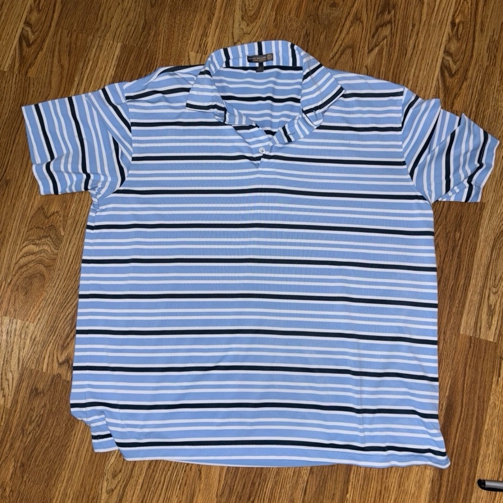 Peter Millar Striped Blue Polo Shirt
